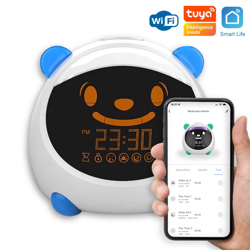 Réveil enfant WiFi commandé par smartphone, compatible tuya Smart Life et Lidl Home