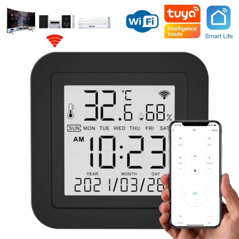 Émetteur IR / Thermomètre / Hygromètre WiFi avec écran LCD compatible Lidl Home et Tuya Smart Life