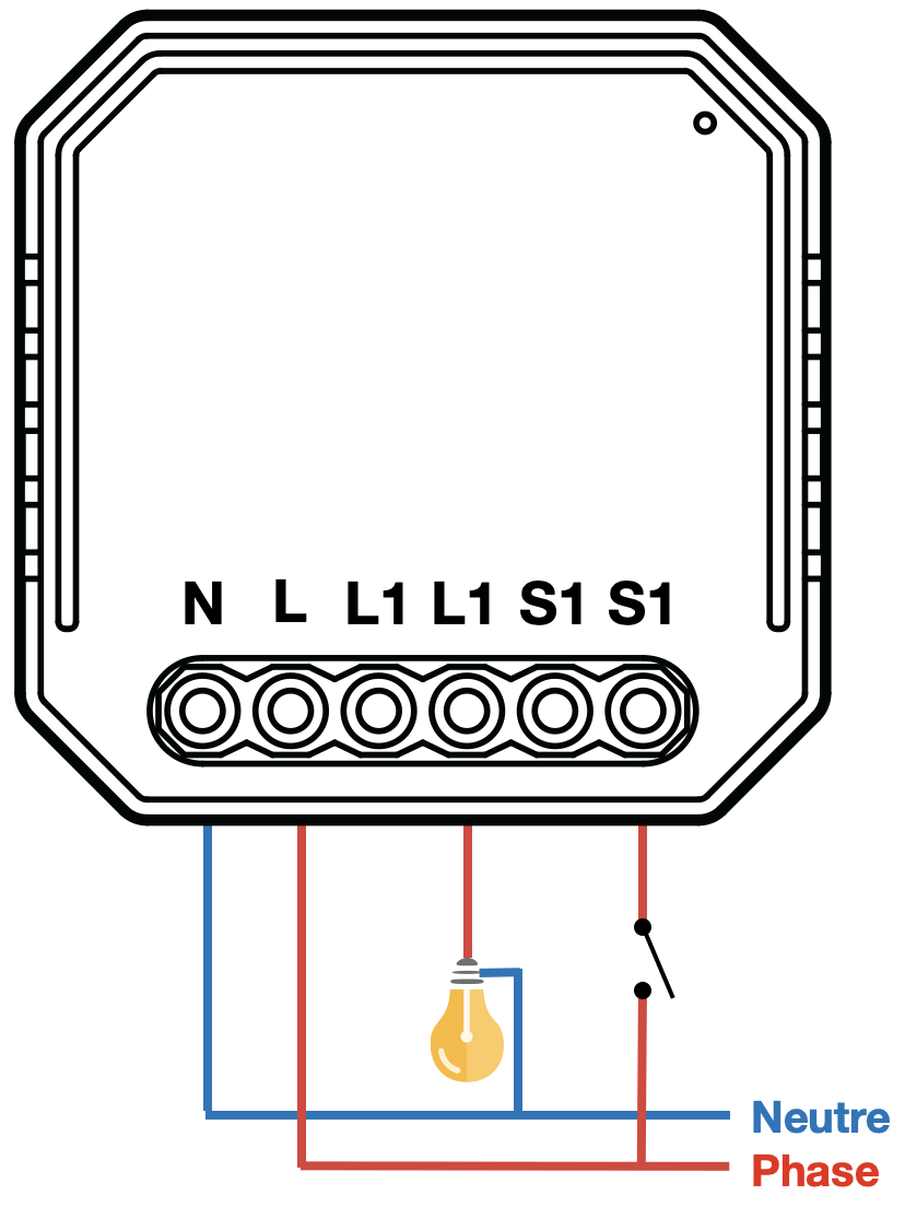Câblage du micromodule WiFi interrupteur 10A