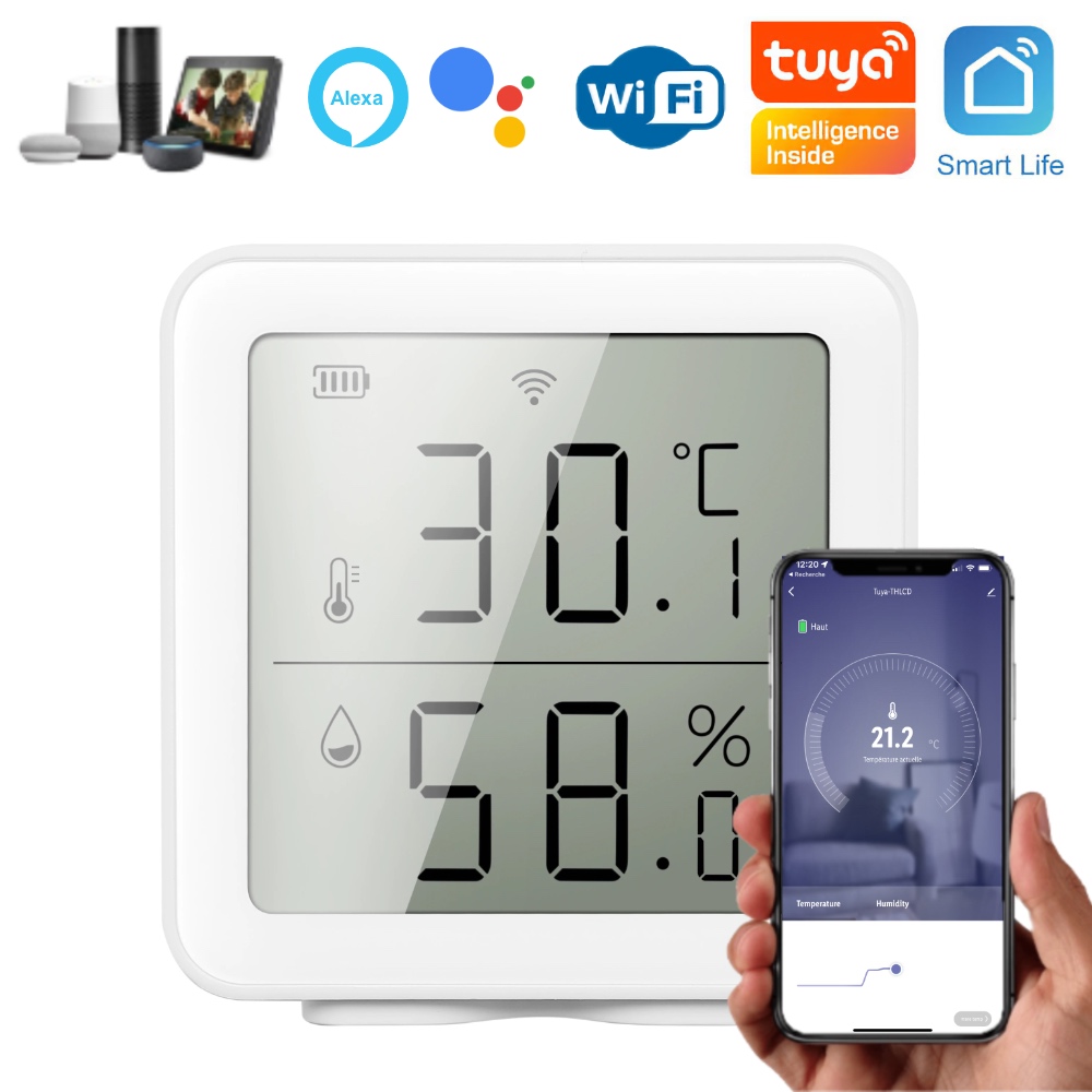 Thermomètre / Hygromètre WiFi avec écran LCD compatible Lidl Home et Tuya Smart Life