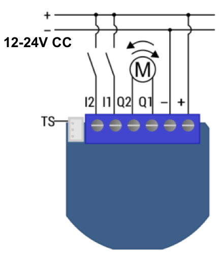 câblage du Qubino pour volet roulant 12-24V à inversion de polarité Flush Shutter DC ZMNHOD1
