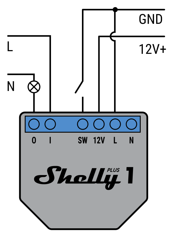 Câblage du Shelly Plus 1 en 12VDC