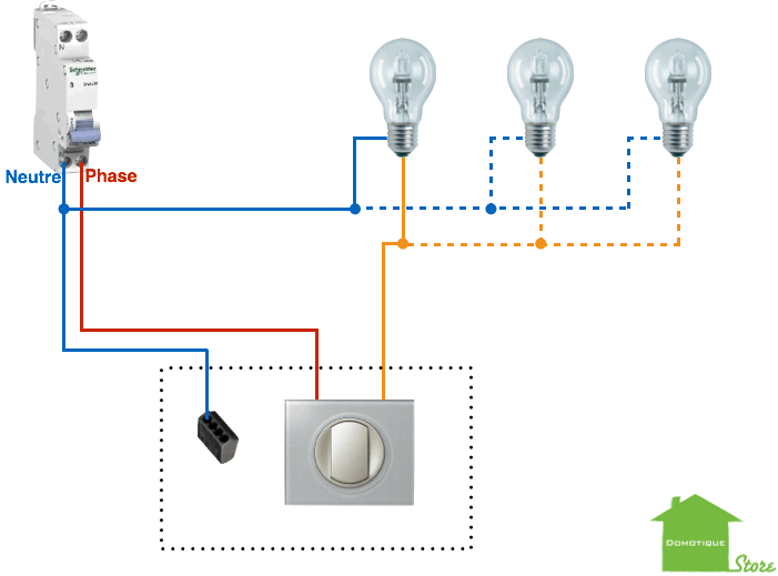 Domotiser son éclairage avec présence du neutre et avec un bouton à la phase situation initiale