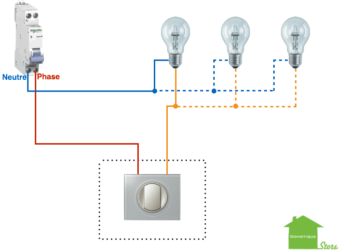 Domotiser son éclairage-montage avec un bouton sans neutre situation initiale