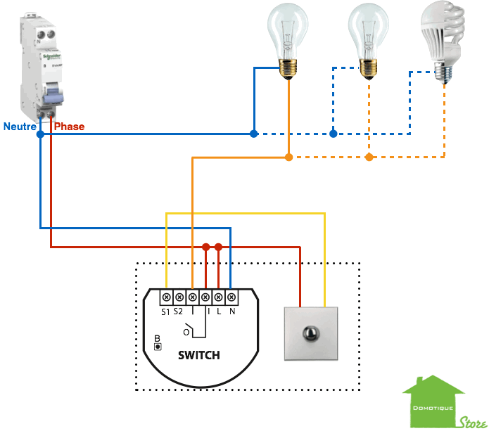 Domotiser son éclairage avec un fibaro FGS-212 dans le cas de la présence du neutre au niveau du bouton