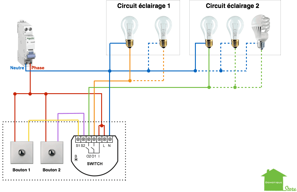 Domotiser sons éclairage avec fibaro FGS-222 avec la présence du neutre au niveau des boutons