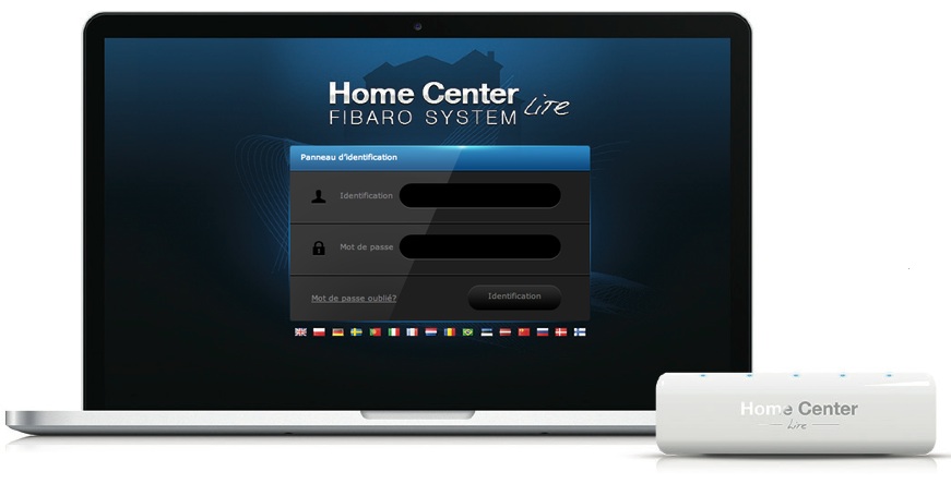 Ecran de connexion de la Box Domotique Home Center Lite de Fibaro