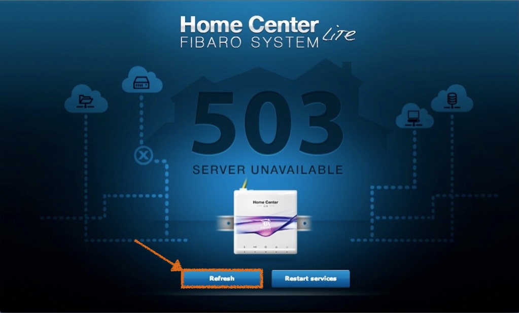 Appuyez sur le bouton Refresh pour accéder à la page d'accueil de votre système Home Center Lite